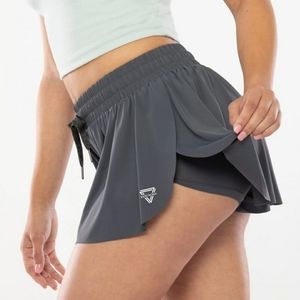 Keiki Kona 2 In 1 Flowy Fitness Shorts Gray